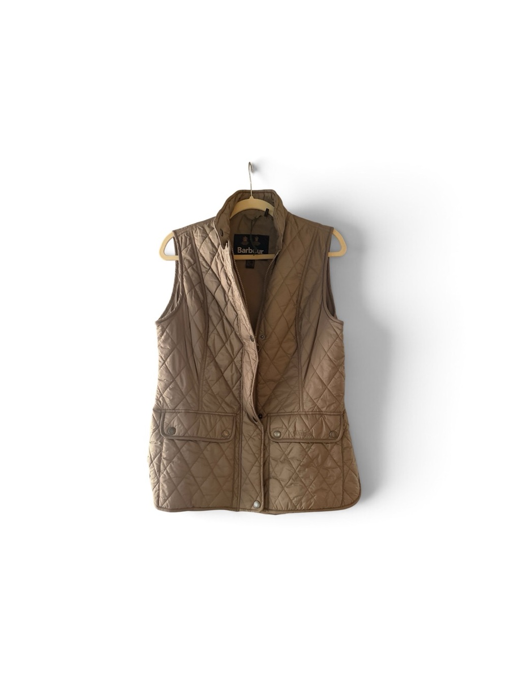 Barbour Quilted Vest | Taupe Diamond Quilted Zip & Snap Vest